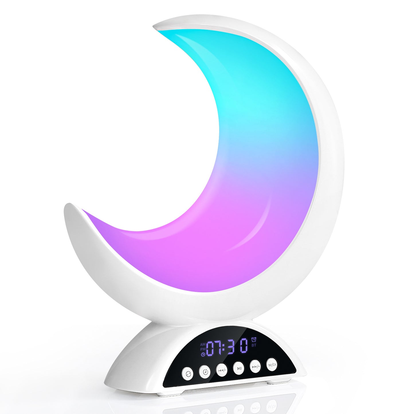K6 Moon-shaped Wired Bluetooth Audio Touch Adjustable Pickup Atmosphere Light Alarm Clock Function Multi-scene Application