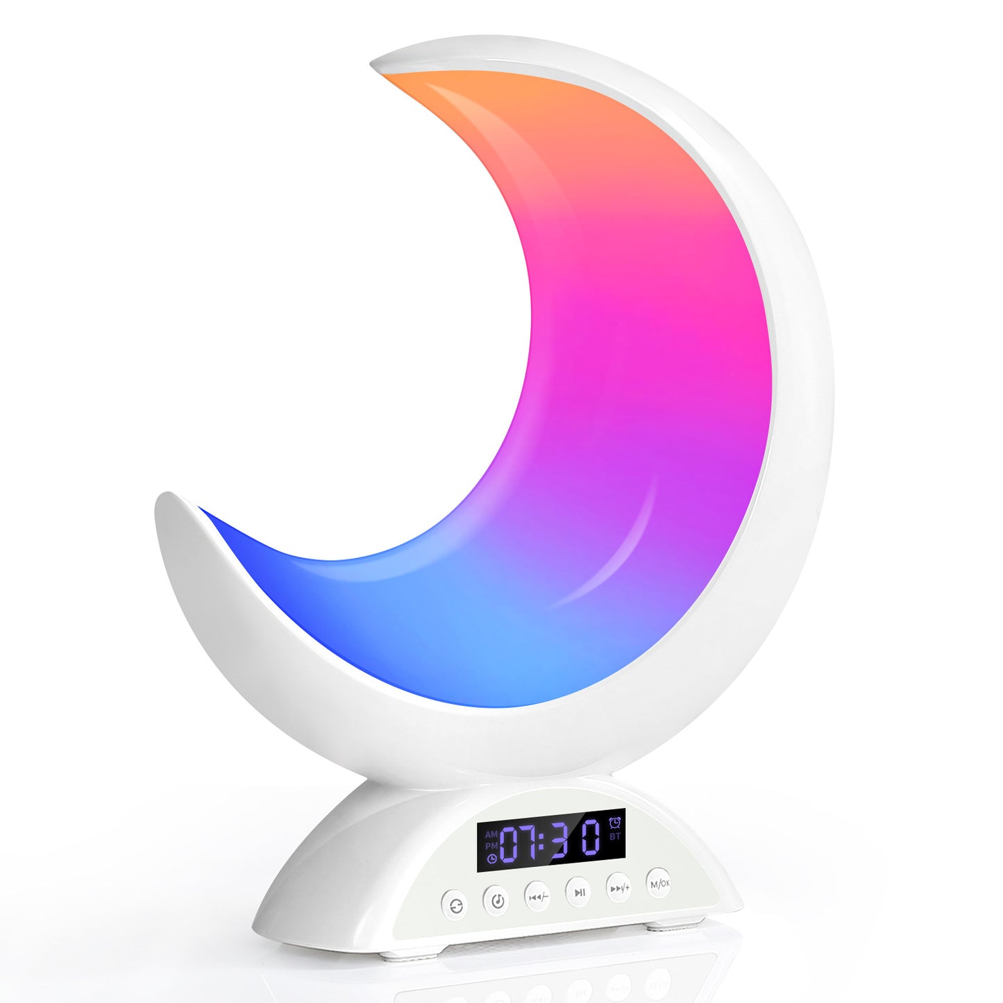K6 Moon-shaped Wired Bluetooth Audio Touch Adjustable Pickup Atmosphere Light Alarm Clock Function Multi-scene Application
